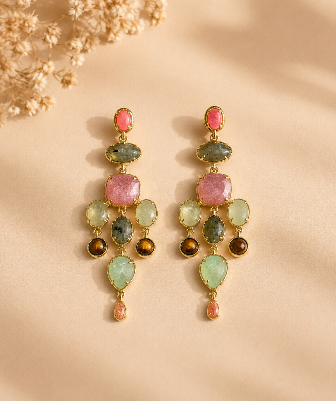 Boucles d’oreilles Habaha en pierres naturelles long 6,5cm