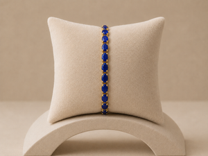 Bracelet en laiton doré à l or fin et lapis lazuli HABAHA PARIS