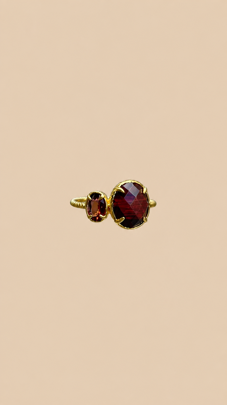 Bague ajustable habaha en laiton doré et pierres naturelles
